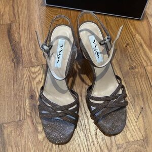 Nina Women's Glitter Strappy Heels - Brown